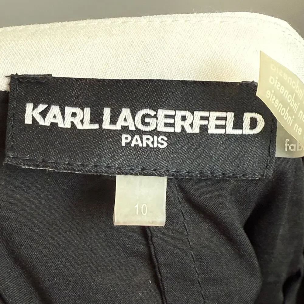 Karl Lagerfeld Paris Floral‎ Pencil Skirt Women 10 Black White Lace Overlay Work